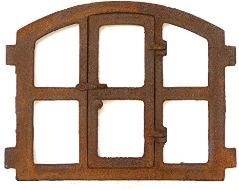 Antikas | Eisenfenster in antiken ländlichen Stil | Höhe ca. 42 cm, Breite ca. 48 cm | Fensterrahmen aus Gusseisen | Fenster für Stall- und Gartenmauern