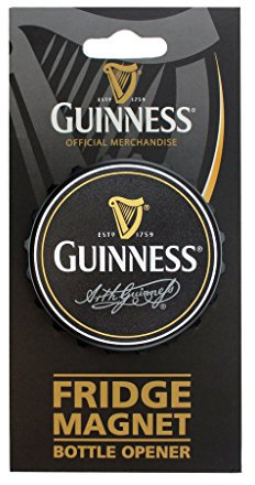 Kühlschrank-Magnet, in Kronkorkenform, mit Kapselheber, Motiv: Guinness
