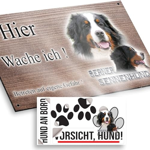 hier wache ich hund Berner Sennenhund 29/18 cm