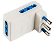 Poly Pool PP2352 Adattatore Salvaspazio Spina Grande 16 A 3 Prese Bivalenti Fuori Asse Bianco