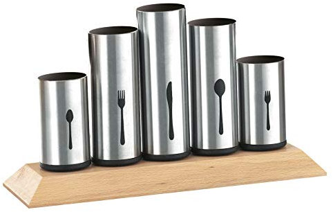 Esmeyer Pipes - Portaposate Pipes con 5 Supporti Non Regolabili in Acciaio Inox, per rispettivamente 12 coltelli, forchette, cucchiai, cucchiaini e forchette da Dessert