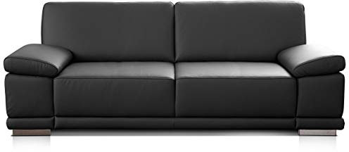 CAVADORE 2,5-Sitzer Sofa Corianne in Kunstleder / Kleines Leder-Sofa in hochwertigem Kunstleder und modernem Design / Mit verstellbaren Armlehnen / 191 x 80 x 99 / Kunstleder schwarz