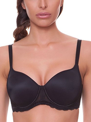 Selene, Reggiseno Donna con Ferretto e Coppe Imbottite, Dettagli in Pizzo Trasparente, Collezione Desire, Colore Nero, Taglia 7C