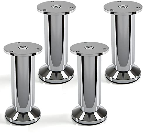 SOTECH Set di 4 piedini per mobili ALPHA gambe regolabili per mobili cromo lucido, portata fino a 250 kg Altezza: 120 mm