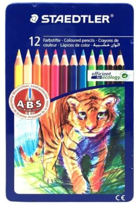 STAEDTLER 145 AM12 - Noris Club Farbstift 12 Stück Metalletui Tiermotiv
