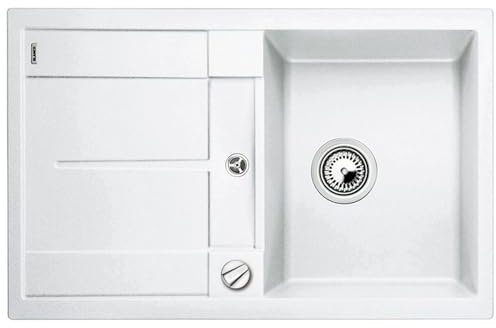 BLANCO METRA 45 S | Granitspüle aus SILGRANIT weiß | [78x50x20 cm] | für 45 cm breite Unterschränke | Reinigungsfreundliche Öberfläche | Großes Becken | reversibel