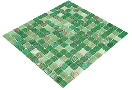 Mosaik Quadrat Goldensilk grün Glas changierend Effekt italienischer Stil Fliesenspiegel, Mosaikstein Format: 20x20x4 mm, Mattengröße: 327x305 mm, 1 Matte