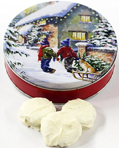 Scott's Cakes White Chocolate Covered Lemon Oreos in a Mini Snowday Tin