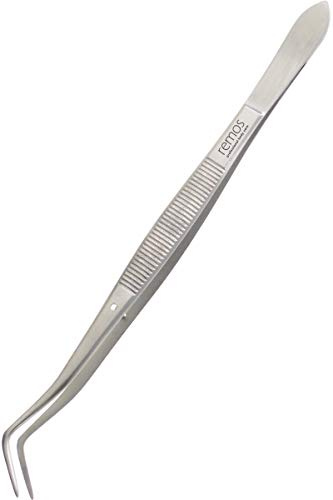 Remos Professional Pinzas Superficie de agarre suave, curvada, acero inoxidable, plateado, 16 cm