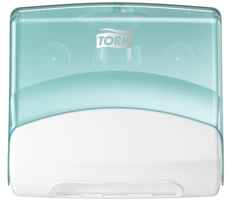 TORK 654000 Distributeur de papiers/chiffons pliés Turquoise/Blanc W4, vendu à l'unité