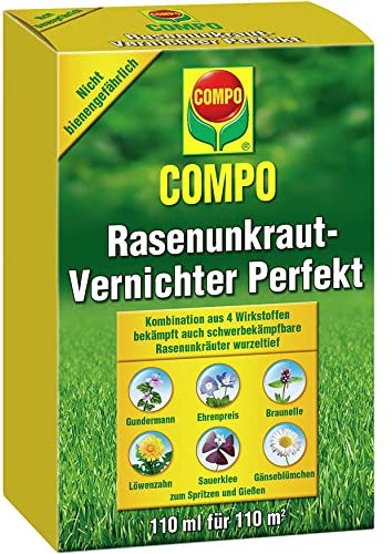 Compo Rasen Unkrautvernichter Perfekt, Vernichtung von schwerbekämpfbaren Unkräutern, Konzentrat, 110 ml (110m²)