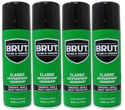 BRUT Anti-Perspirant Deodorant Spray, Classic 6 oz (Pack of 4)