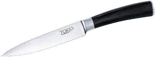 TokioKitchenWare Damast Küchenmesser: Damast-Kochmesser mit 12,5 cm Klinge (Messer, Damaszener Kochmesser, Steakmesser)