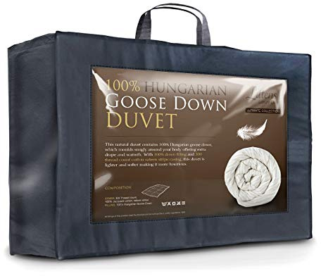 Littens Luxury Ultimate Collection 10.5 Tog Double Bed Size 100% Hungarian Goose Down Natural Duvet Quilt 300TC 100% Cotton Jacquard, Down Proof (200cm x 200cm)