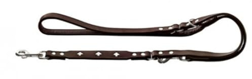 HUNTER Verstellbare Hundeführleine SWISS, Farbe: braun/schwarz, weiches Rindsleder, schweizer Kreuz, elegante Optik, 3-fache Verstellmöglichkeit, komfortabel, Made in Germany, Größe: 13/200