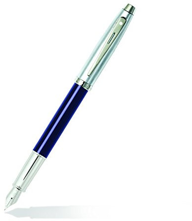 Sheaffer Brushed Chrome Cap/ Nickel Plated Trim Fountain Pen - Blue