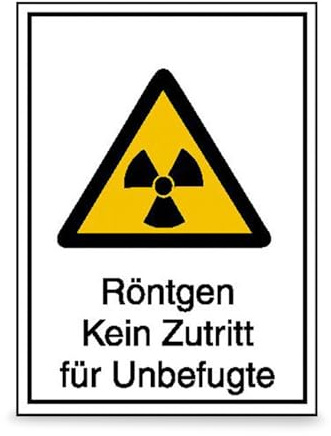 Betriebsausstattung24 Warn-Kombischild Röntgen Kein Zutritt für Unbefugte - Aluminium, geprägt - 21,0 x 29,7 cm - W003 Warnung vor radioaktiven Stoffen…