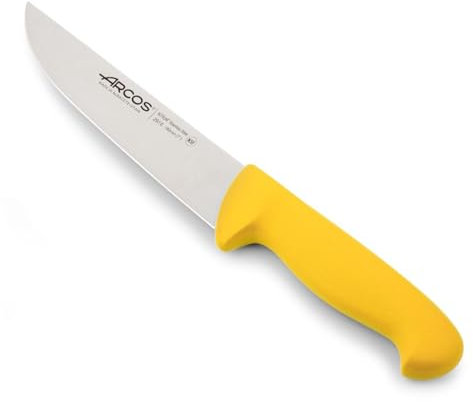 Arcos Coltello da Macellaio in Acciaio Inossidabile Nitrum – Sistema di Identificazione Colore per Uso Prolungato e Intenso, Manico in Polipropilene – Giallo, Serie 2900