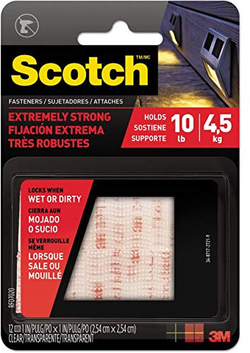 3M RF-E Scotch Extreme Fasteners: 1 in x 1 in. (Clear) / 12-Squares