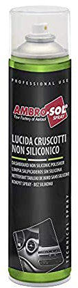 Ambro-Sol A468 Lucida Cruscotti Non Siliconico, Rimuove la Polvere, Lucida e Ravviva Parti in Plastica, per Tipi di Cruscotti, Bomboletta Spray in Banda Stagnata Riciclabile 600 ml, giallo paglierino