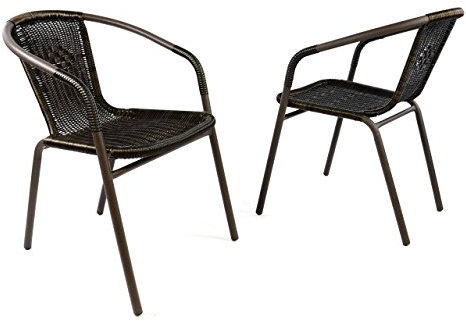 2er Set Bistrostuhl Stahlgestell Poly Rattan Gartenstuhl Stapelstuhl Balkonstuhl