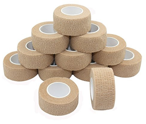 COMOmed Haftbandage Flexible selbsthaftende Bandage Haftbandage Rolle ohne Latex Vlies Athletic Tape Allergie getestet für empfindliche Haut geeignet, Hellbraun, 2.5cm 6 Stücke