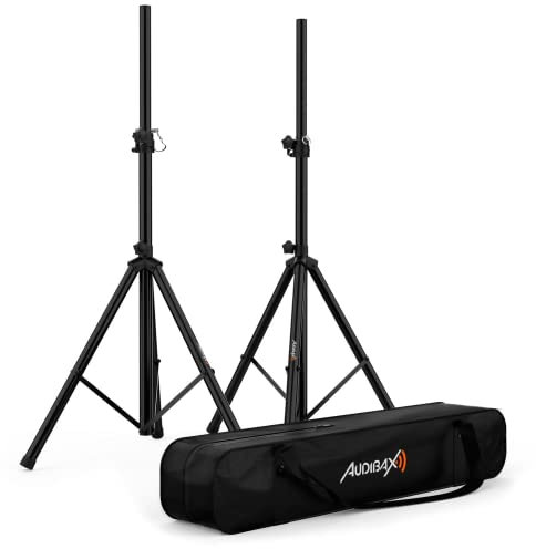 Audibax Neo 130 - Support Professionnel pour Haut-Parleurs - Paire de Trépied pour haut-Parleurs - Sac de transport Inclus - Trépieds Extensible - Hauteur Réglable de 120 à 180 cm - Poid Maximum 30 kg