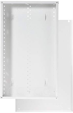 Legrand - On-Q 28-Inch Structured Wiring Enclosure with Screw-On Cover - in-Wall 20-Gauge Media Box with 2.5 Wire Pass Throughs & 2X Outlet Knockouts - Glossy White - EN2800