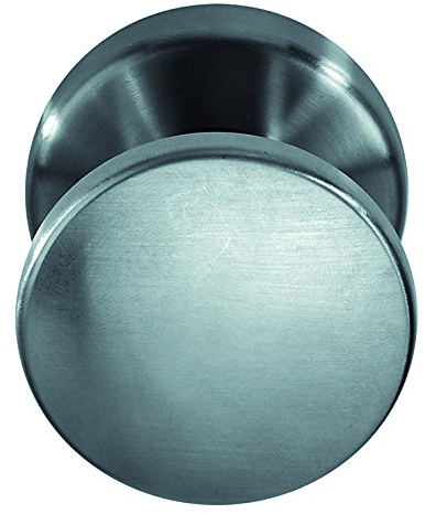 Alpertec Edelstahl Türknopf fest auf Rosette satiniert für Wohnungseingangstüren mit Kunststoffunterkonstruktion, Durchmesser 50 mm, 32850780K1