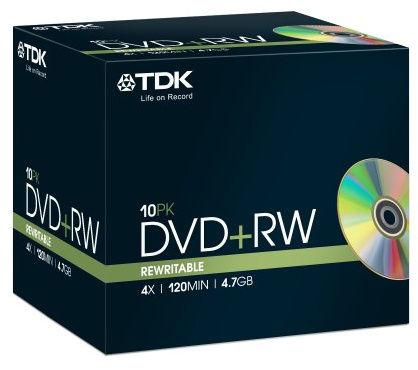TDK DVD+RW 1-4x 4.7GB (10 pack) Slim Jewel Case
