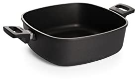 Woll Nowo Titanium Guss-Kasserolle viereckig - Induktiv -, 28 x 28 cm, 10 cm hoch, 6.0 Liter, mit 2 Seitengriffen - Geeignet für alle Herdarten, Aluminium, backofenfest, schwarz