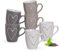 Süße Herz Tassen 6er Set in weiß, beige, grau - Tassenset in 250ml für Kaffee, Cappuccino oder Teetasse - Schöne Keramik Henkel Kaffeetassen spülmaschinenfest und mikrowellengeeignet als Geschenk