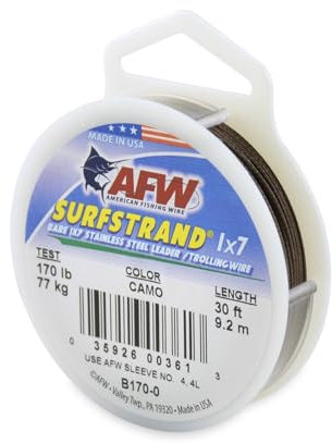 AFW Surfstrand Fishing Line - 1x7 Leader Wire, 170LB, 30FT - Camo