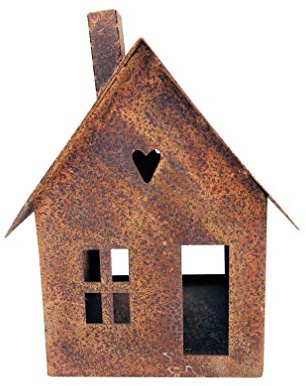ecosoul Gartendeko Haus Laterne Gartenlicht zum Stellen Metall Rost Deko Kerzenhalter Fensterbank Advent