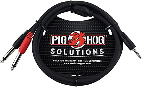 Pig Hog PB-S3403 3.5 mm Stereo to Dual 1/4 Mono (Male) Stereo Breakout Cable, 3 Feet