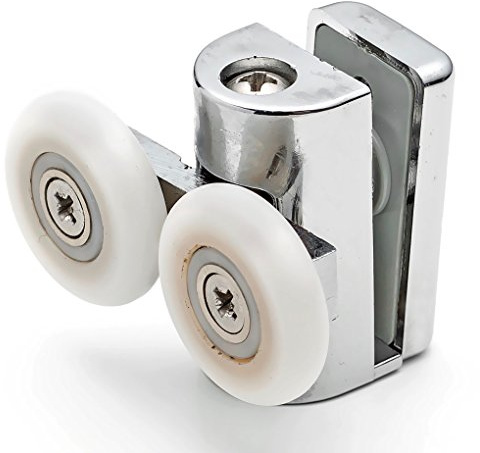ShowerPart Twin/Double Top Shower Door Rollers/Wheels/Runners L073, Shower Door Wheel Diameter 25mm, Wheel Thickness 6mm, Chromed Plastic Cover, Shower Door Replacement Parts, 2x