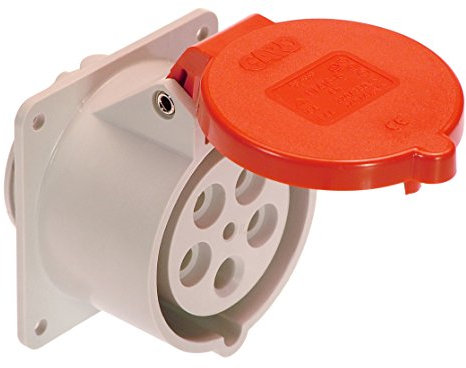 as - Schwabe CEE-Anbausteckdose - CEE Steckdose - 400V/16A/5-polig/6h - Flanschmaß 75 x 75 mm - Lochmaß 60 x 60 mm - Steckdose Schlagfest - Spritzwassergeschützt IP44, 60440