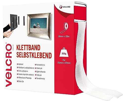VELCRO Brand Cinta adhesiva 20mm x 25m Blanco