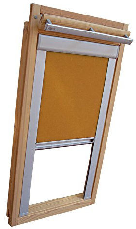 Hochwertiges Verdunkelungsrollo Rollo Thermo gelb mit Seitenschienen für Velux DKL-EP GGL,GPL,GHL,GTL P08 ALU // Verdunkelungsrollo/Verdunkelungs-Rollo/Fensterrollo