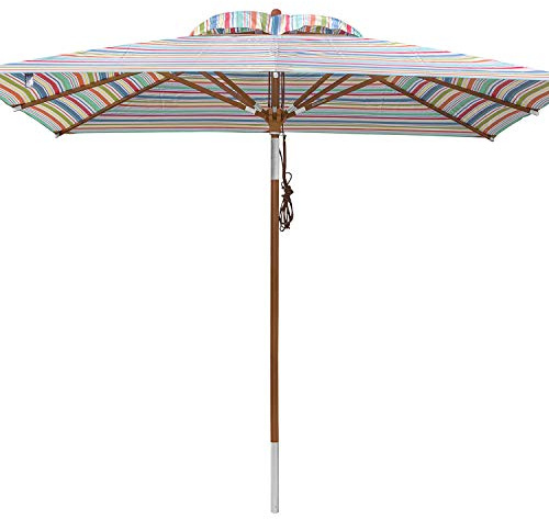 anndora® Sonnenschirm 3 x 3 m eckig | knickbar, 8 Streben, Krone neibar, Stamm und Streben Vollholz