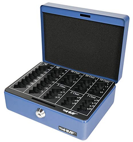 HMF 308-05 Geldkassette Euro-Münzbrett 20 x 16 x 9 cm, blau