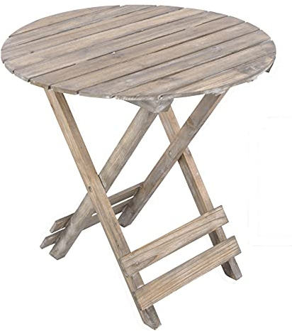 Koopman International b.v Klapptisch Beistelltisch in Sprossenoptik Holz Vintage Look Ø 65 cm