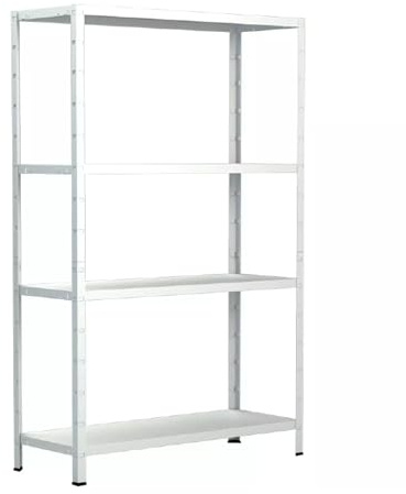 SCHULTE Regalwelt Steckregal mit 4 PowerMAX Fachböden, 50 kg Tragkraft, 137x75x30 cm (HxBxT), weiß, Lagerregal, Werkstattregal, Kellerregal, Garagenregal, Metallregal