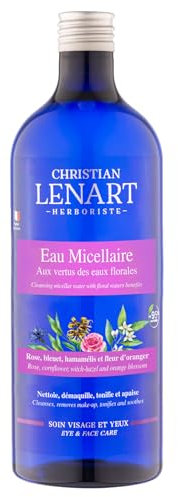 CHRISTIAN LENART – Eau Micellaire aux vertus des Eaux Florales 500 ml - 95% d'ingrédients d'origine naturelle - Nettoie, démaquille, tonifie et apaise le Visage et les Yeux - Fabrication Française