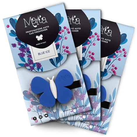 Tre Profumatori Auto Mela e Patchouli Marta la Farfalla Blue Ice Basic