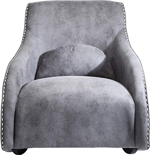 Kare Sessel Swing Ritmo Grau, Schaukelsessel aus pflegeleichtem Polyester Stoff, Schaukelstuhl im Vintage Style, gemütlicher Loungesessel mit Kippfunktion (H/B/T) 83 x 76 x 74 cm