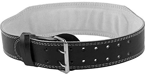 GORILLA SPORTS® Gewichthebergürtel - Leder, Schnalle, 16 Verstellbar Löcher, Gepolstert, in Größen S/M/L/XL - Trainingsgürtel, Weight Lifting Belt, Krafttraining, Gewichtheben, Powerlifiting