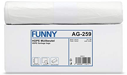 Funny HDPE Müllbeutel, weiss, circa 30 l, 1er Pack (1 x 1000 Stück)