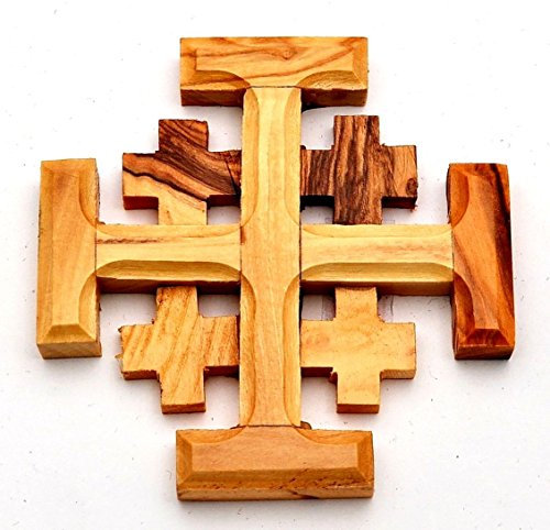 Jerusalem Croix en bois d'olivier fabriquée à Bethléem (taille L/8 x W/8 cm)