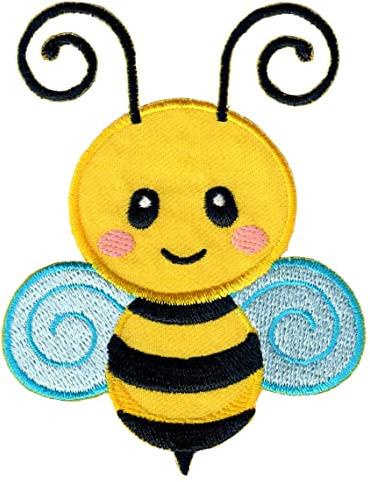 PatchMommy Biene Aufnäher zum Aufbügeln für Kinder, 9 x 7 cm | Gesticktes Bügelbild, Patch & Applikation für Baby- und Kinderkleidung & Rucksäcke – zum Aufbügeln oder Aufnähen